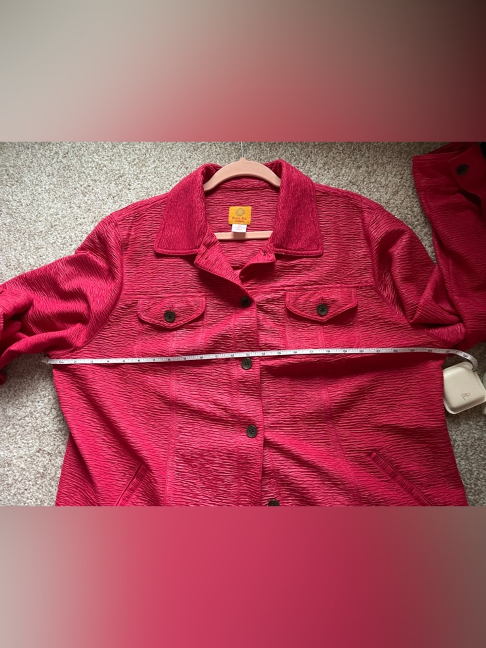 Ruby Rd. Textured Red Button-Front Jacket - 18 - Picture 5 of 6
